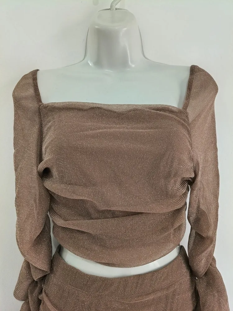 Conjunto Cropped e Saia Franzido com Brilho NOVO - Tam. M