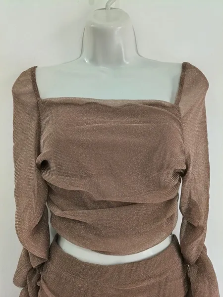 Conjunto Cropped e Saia Franzido com Brilho NOVO - Tam. M