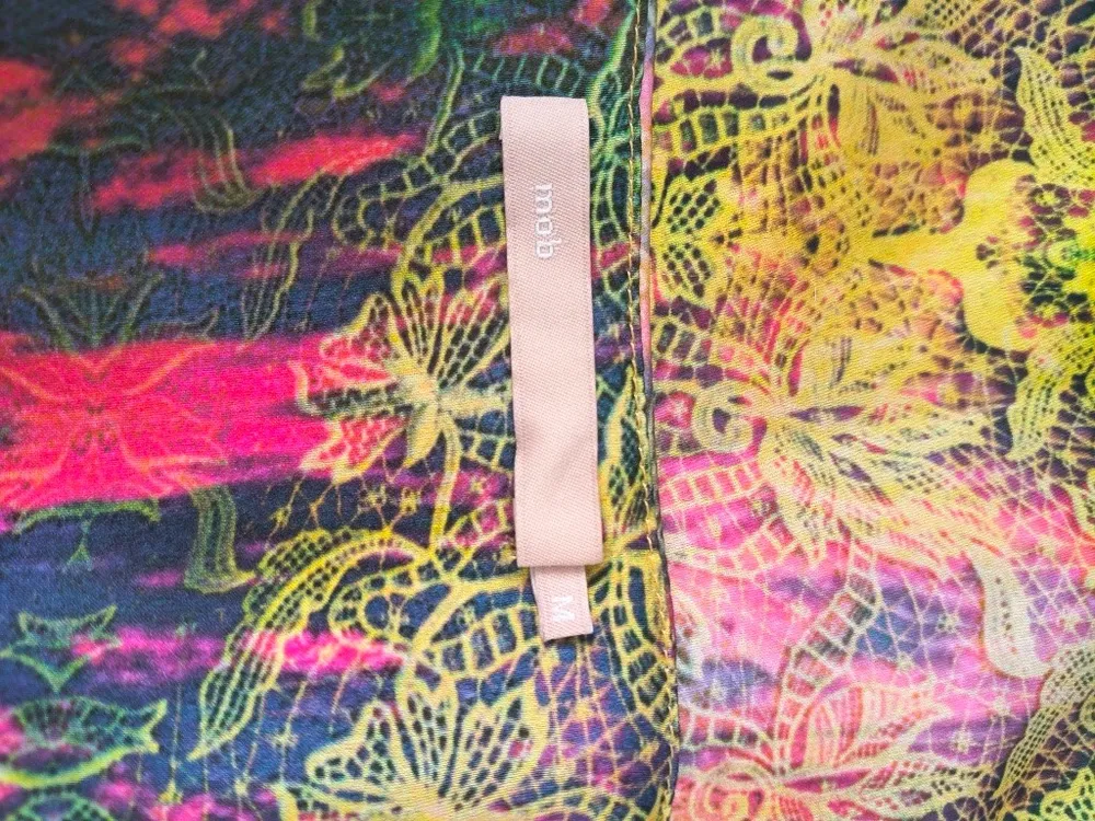 Vestido Longo Acetinado Abstrato da MOB - Tam. M