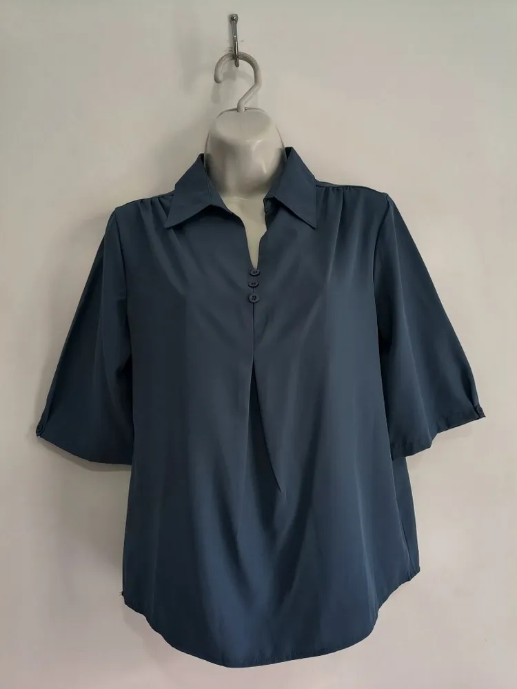 Blusa Feminina Azul com Manga 3/4 - Tam. P