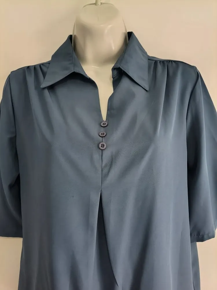 Blusa Feminina Azul com Manga 3/4 - Tam. P