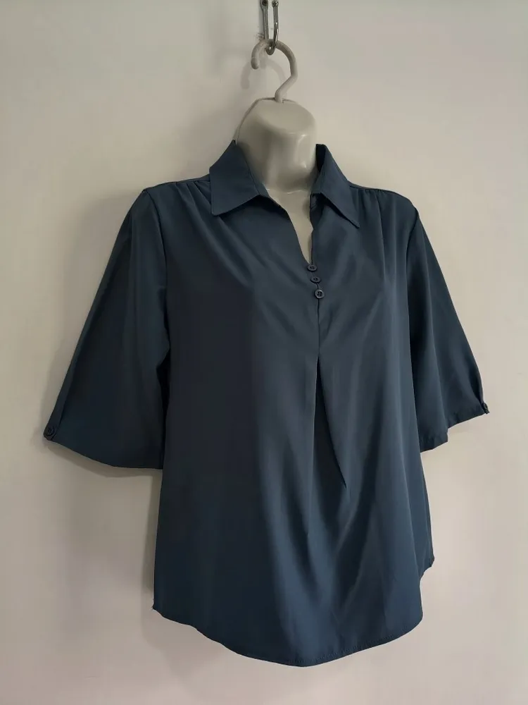 Blusa Feminina Azul com Manga 3/4 - Tam. P