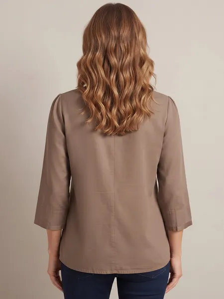 Blusa Feminina Marrom Com Bordado em Pedraria - Tam. P
