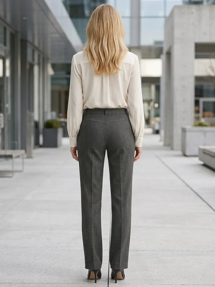 Calça Feminina de Alfaiataria Cinza - Tam. 38