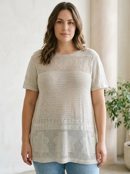 Blusa Feminina de Lãzinha Off White Com Brilho - Tam. G