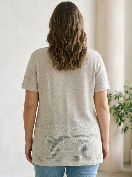 Blusa Feminina de Lãzinha Off White Com Brilho - Tam. G