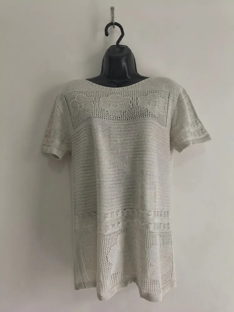 Blusa Feminina de Lãzinha Off White Com Brilho - Tam. G
