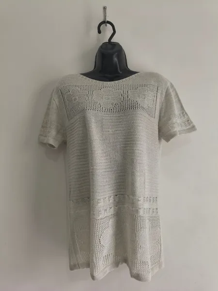 Blusa Feminina de Lãzinha Off White Com Brilho - Tam. G