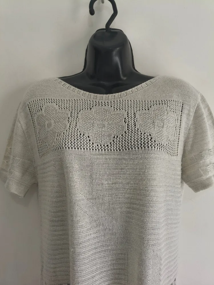 Blusa Feminina de Lãzinha Off White Com Brilho - Tam. G