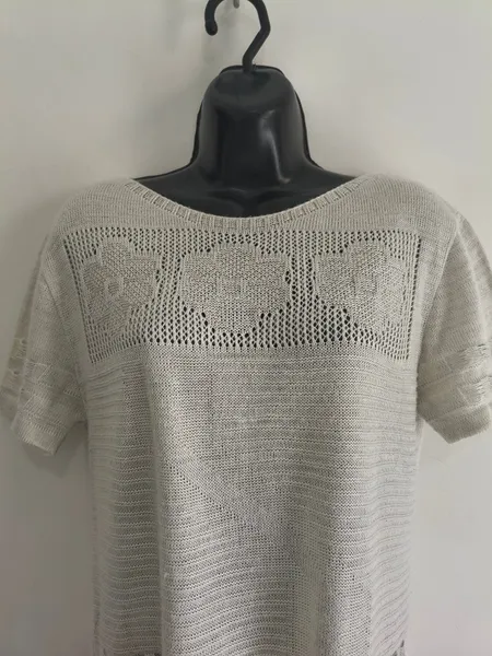 Blusa Feminina de Lãzinha Off White Com Brilho - Tam. G