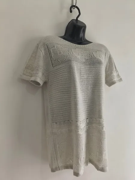 Blusa Feminina de Lãzinha Off White Com Brilho - Tam. G