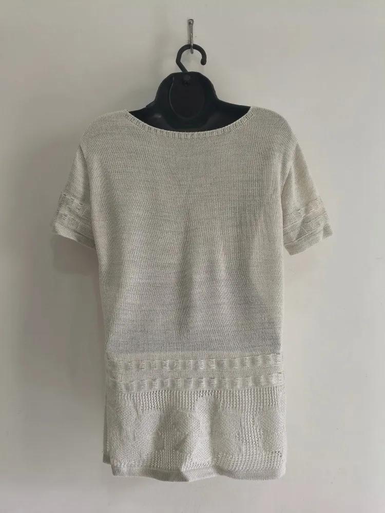 Blusa Feminina de Lãzinha Off White Com Brilho - Tam. G