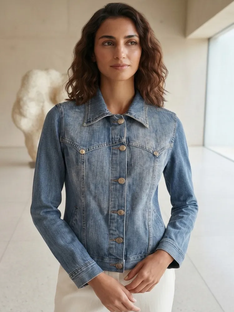 Jaqueta Jeans Feminina Clássica da Clock House - Tam. P