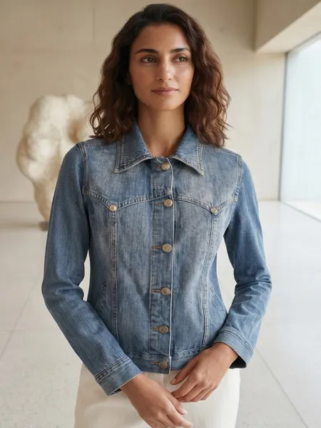 Jaqueta Jeans Feminina Clássica da Clock House - Tam. P
