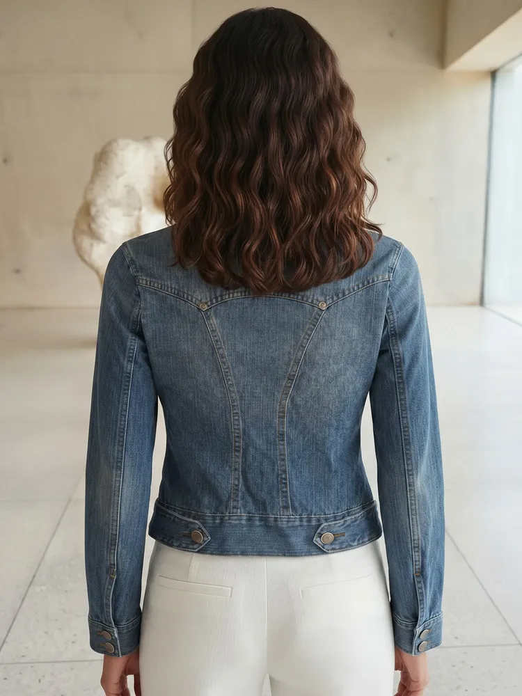 Jaqueta Jeans Feminina Clássica da Clock House - Tam. P