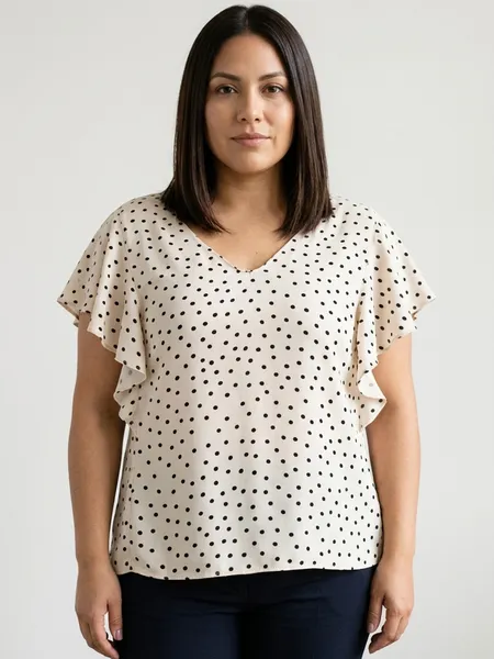 Blusa Feminina de Poá e Manga Babado da Cortelle - Tam. GG