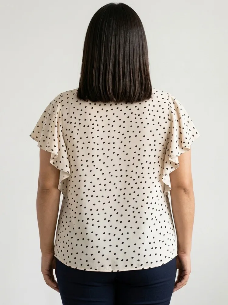 Blusa Feminina de Poá e Manga Babado da Cortelle - Tam. GG
