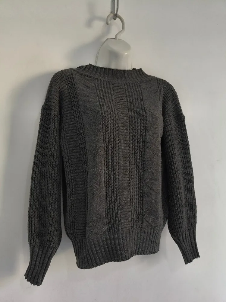 Suéter de Tricô Cinza Feminino - Tam. M