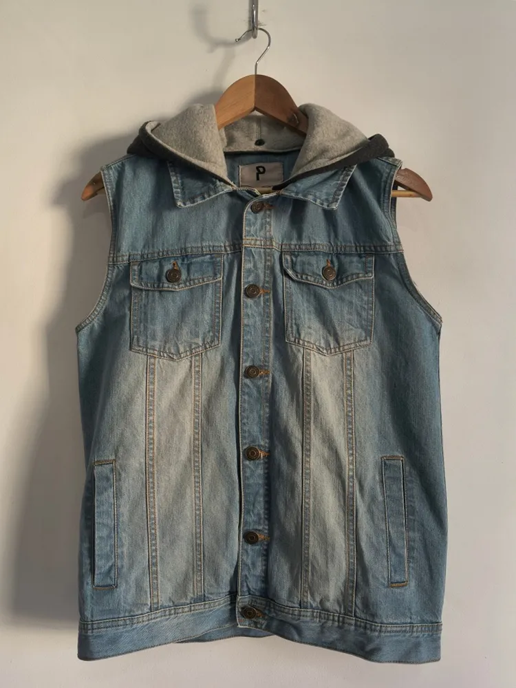 Colete Jeans com Capuz Removível da Bluesteel - Tam. P
