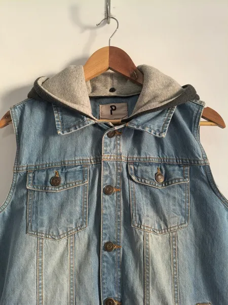 Colete Jeans com Capuz Removível da Bluesteel - Tam. P