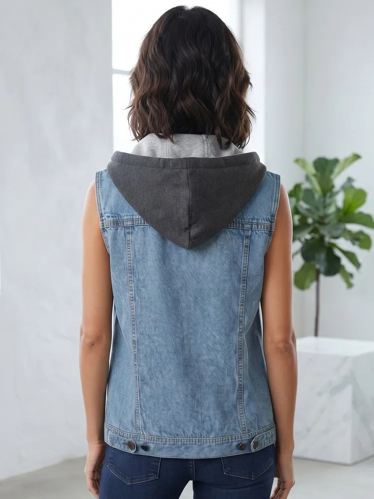 Colete Jeans com Capuz Removível da Bluesteel - Tam. P