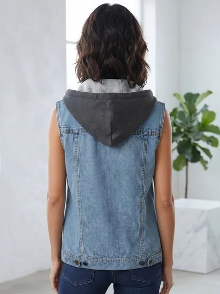Colete Jeans com Capuz Removível da Bluesteel - Tam. P