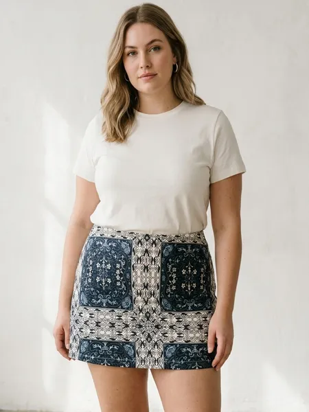 Saia de Sarja Plus Size Estampada da Hering - Tam. 46