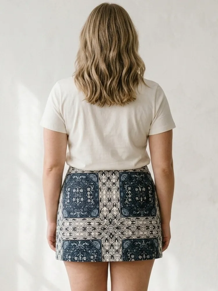 Saia de Sarja Plus Size Estampada da Hering - Tam. 46