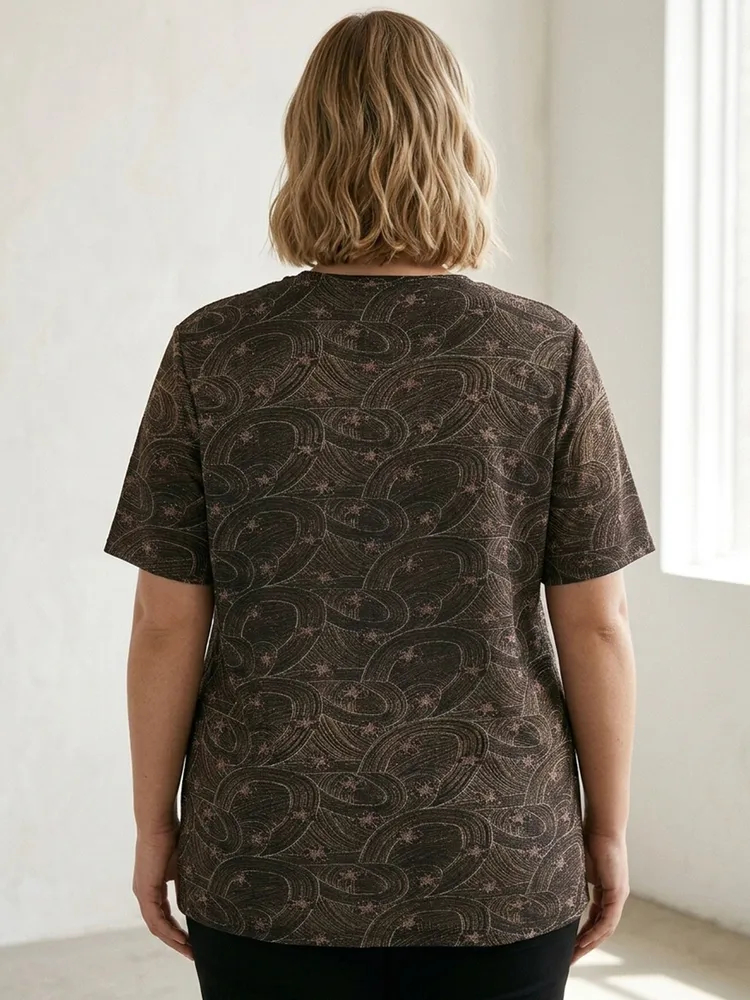 Blusa Feminina Com Estampa Abstrata - Tam. G
