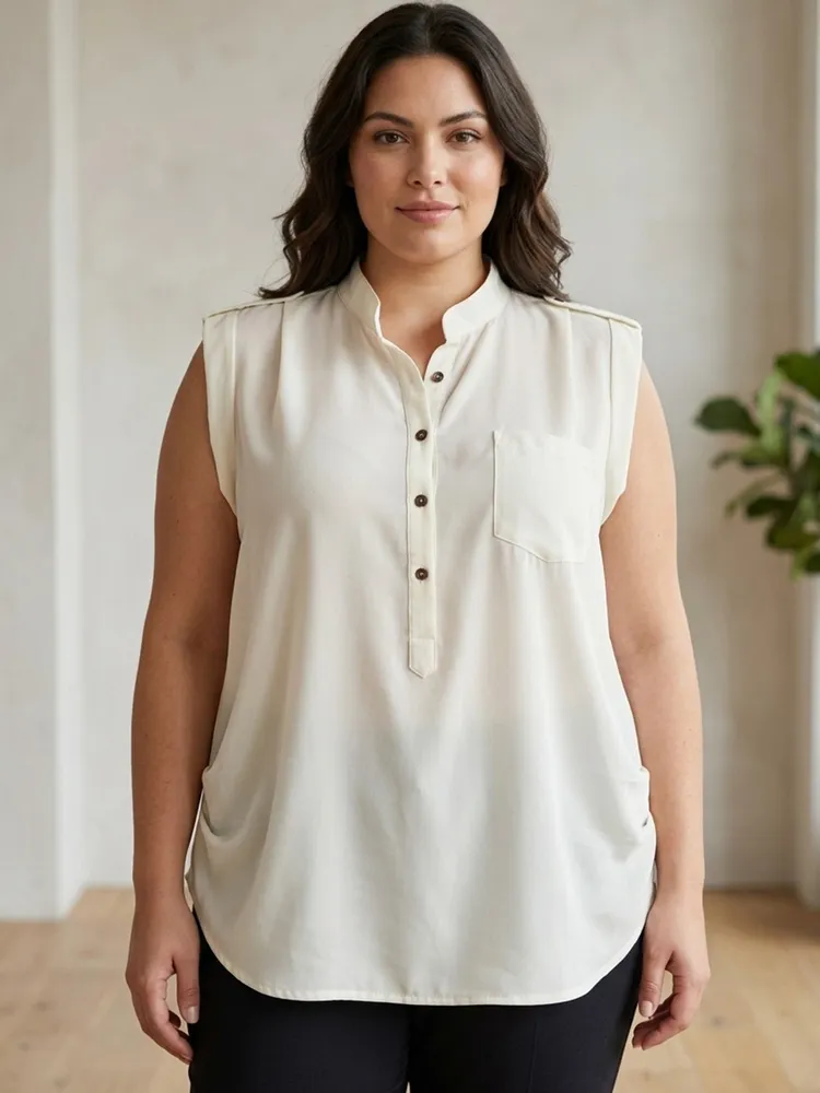 Blusa Feminina Marfim com Gola Padre - Tam. G