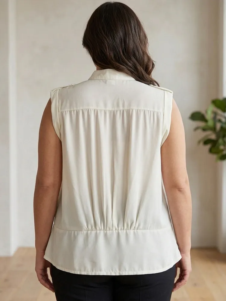 Blusa Feminina Marfim com Gola Padre - Tam. G