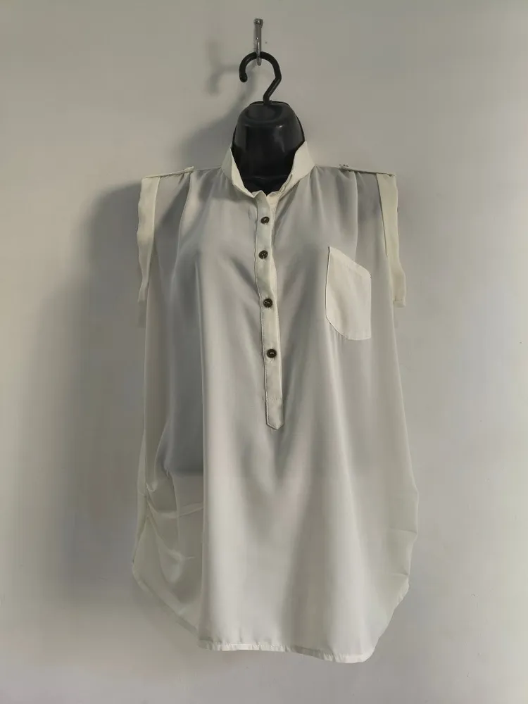 Blusa Feminina Marfim com Gola Padre - Tam. G
