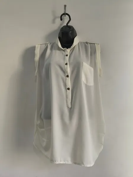 Blusa Feminina Marfim com Gola Padre - Tam. G
