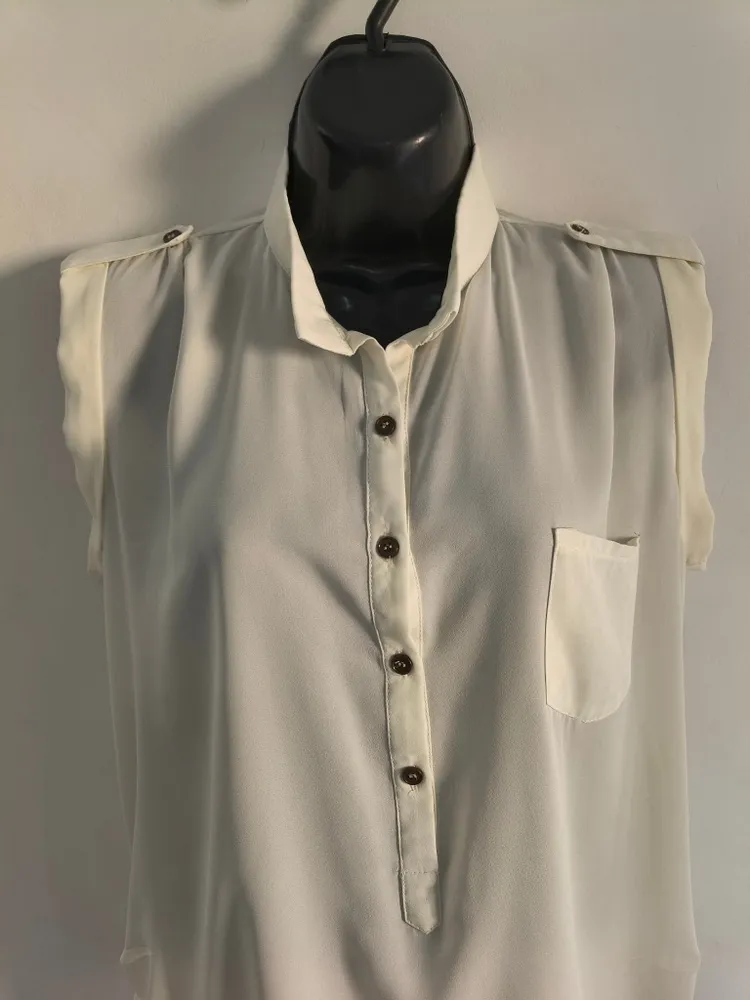 Blusa Feminina Marfim com Gola Padre - Tam. G