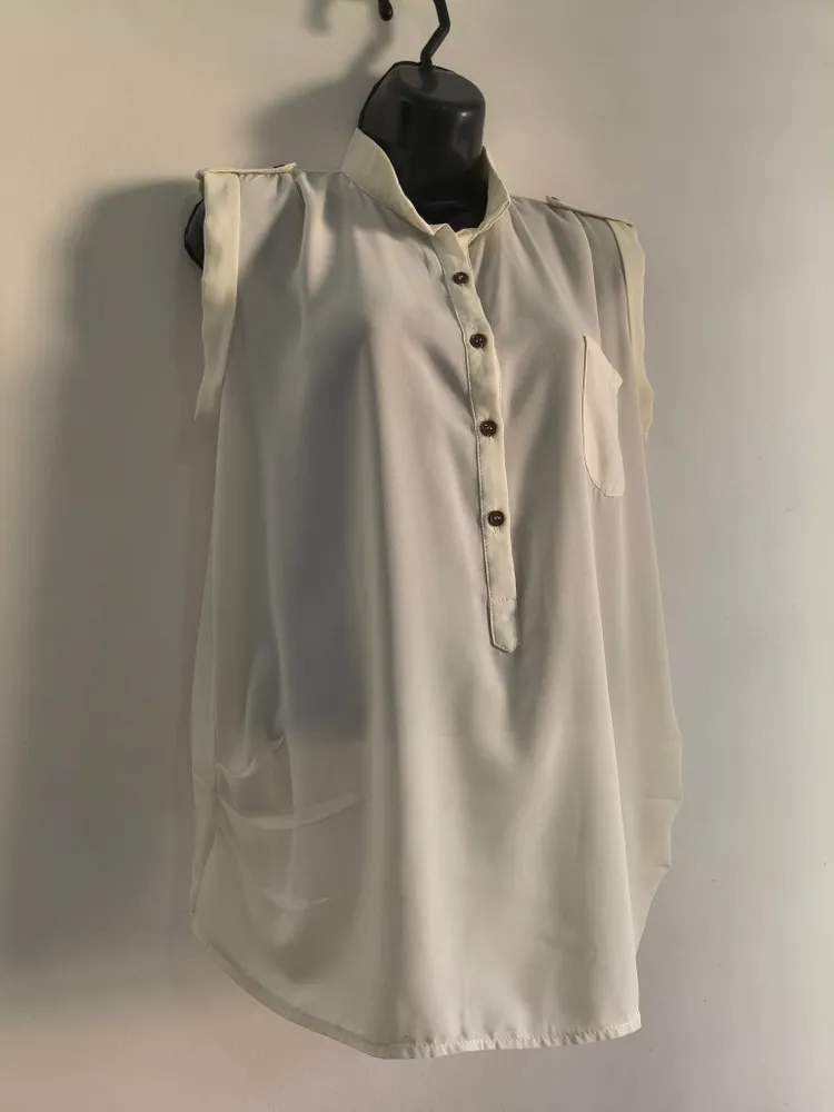 Blusa Feminina Marfim com Gola Padre - Tam. G