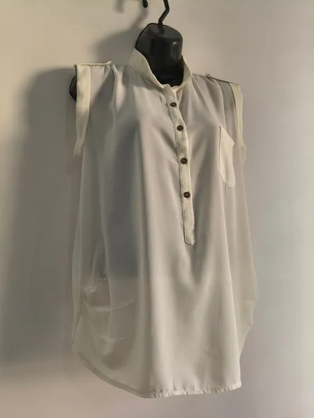 Blusa Feminina Marfim com Gola Padre - Tam. G