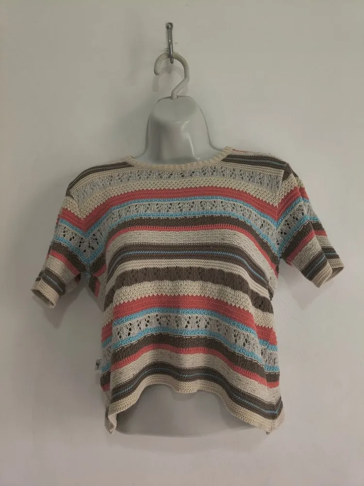 Blusa Cropped de Tricô Listrada - Tam. M