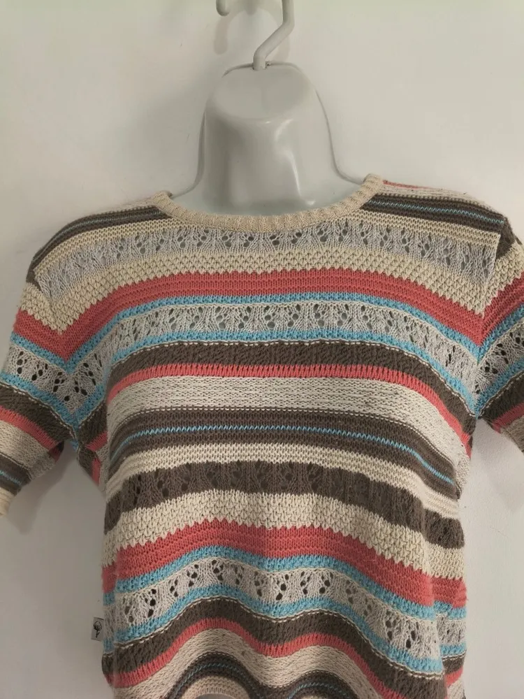 Blusa Cropped de Tricô Listrada - Tam. M