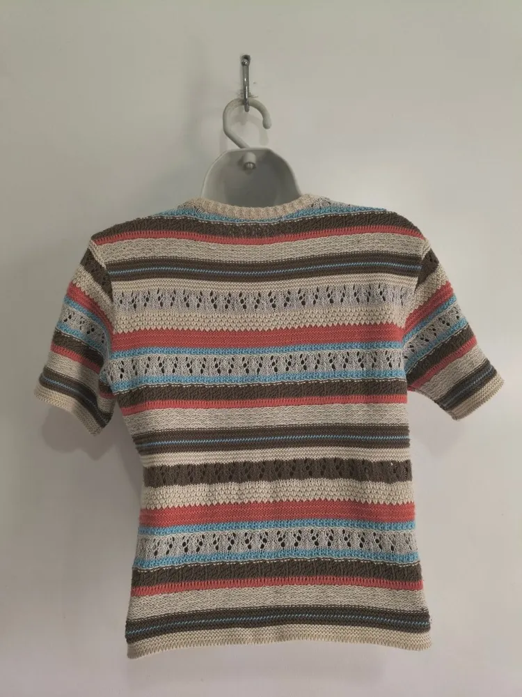 Blusa Cropped de Tricô Listrada - Tam. M