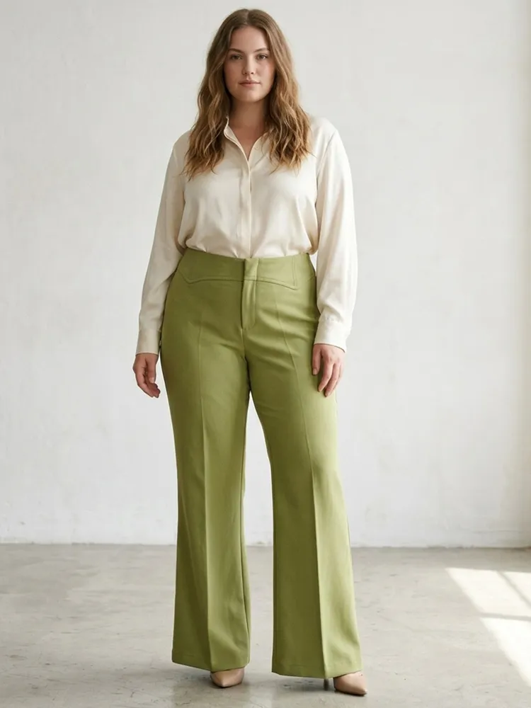 Calça Feminina de Alfaiataria Verde - Tam. 44