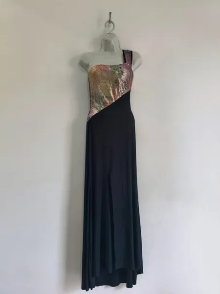Vestido Lycra Um Ombro Só com Paetê Colorido - Tam. P