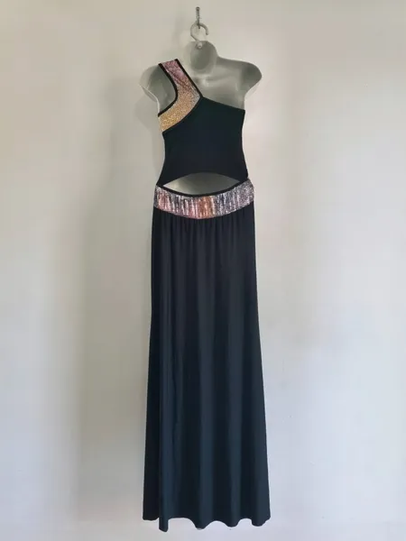 Vestido Lycra Um Ombro Só com Paetê Colorido - Tam. P