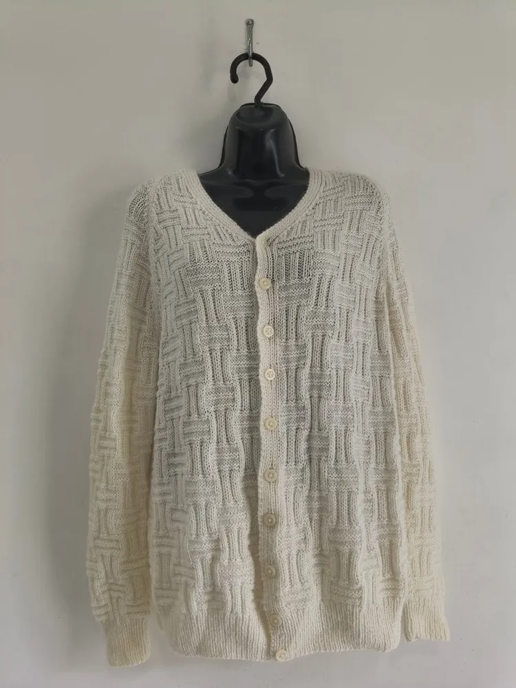Cardigan de Tricô Branco Feminino - Tam. GG