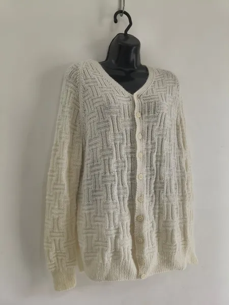 Cardigan de Tricô Branco Feminino - Tam. GG