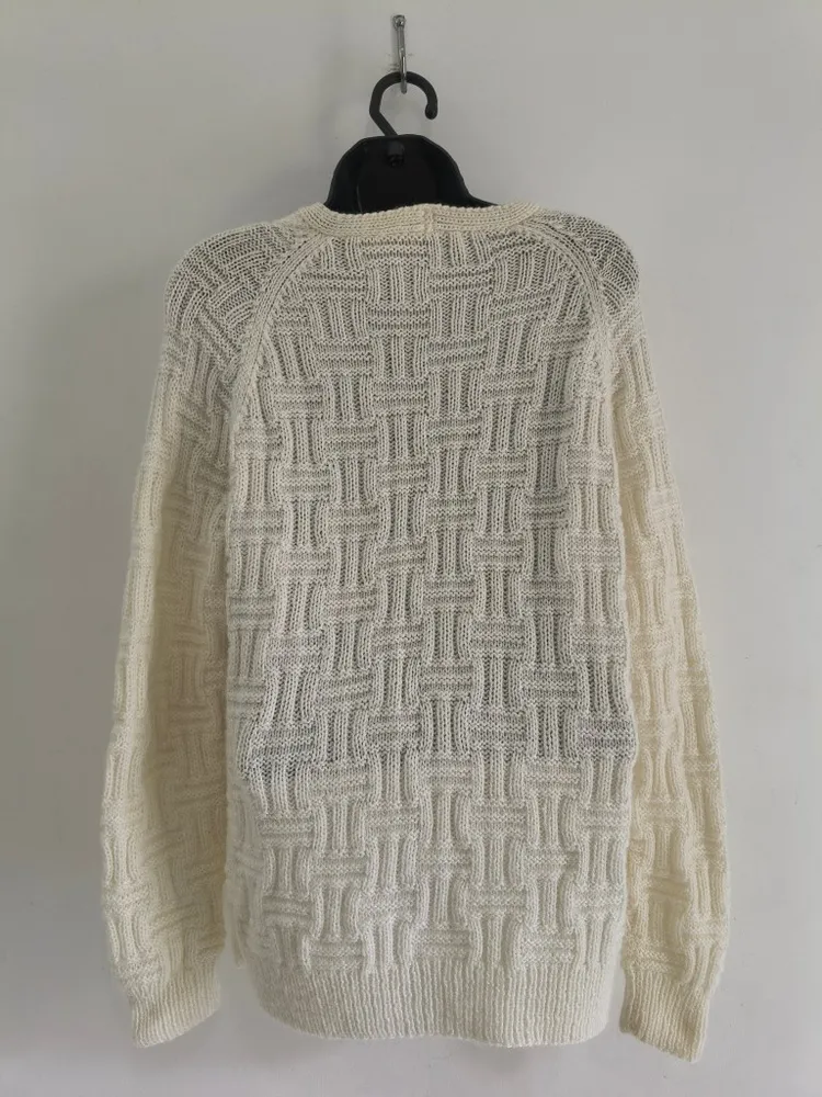 Cardigan de Tricô Branco Feminino - Tam. GG