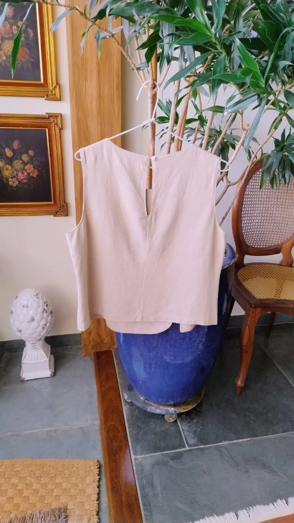 Regata Bege de Viscolinho com Modelagem Ampla da Vizoo