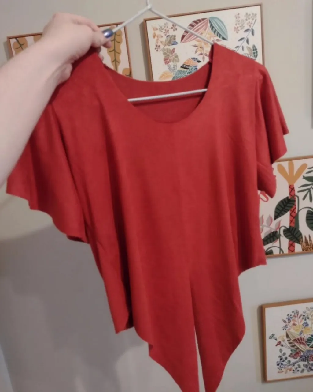 Blusa Cropped Vermelha de Suede