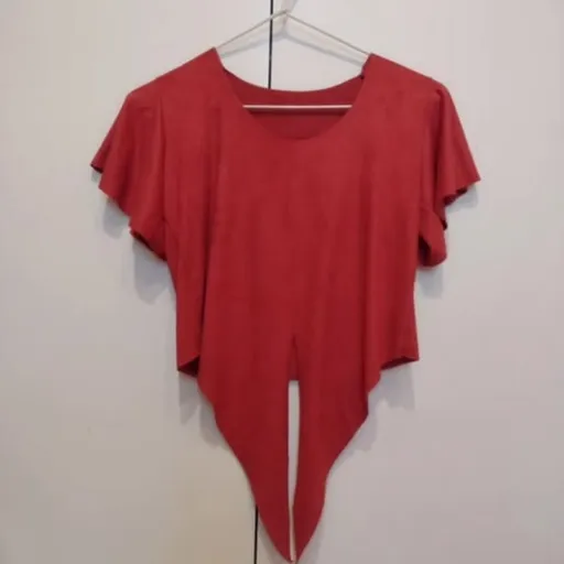 Blusa Cropped Vermelha de Suede
