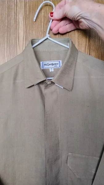 Camisa Verde Oliva Vintage de Linho da Yves Saint Laurent