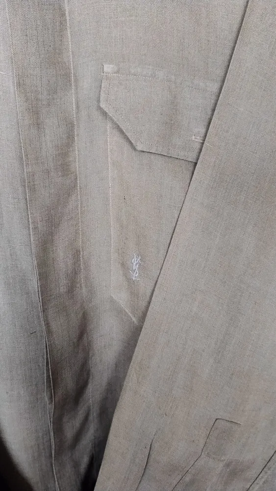 Camisa Verde Oliva Vintage de Linho da Yves Saint Laurent